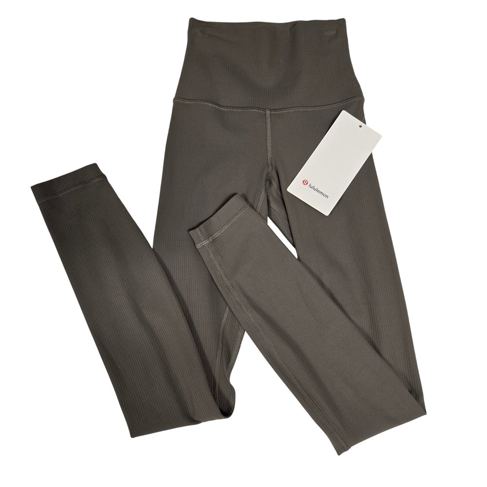 Lululemon Align Ribbed High-Rise Pant 28" Nomad Green Leggings Size 0 NWT